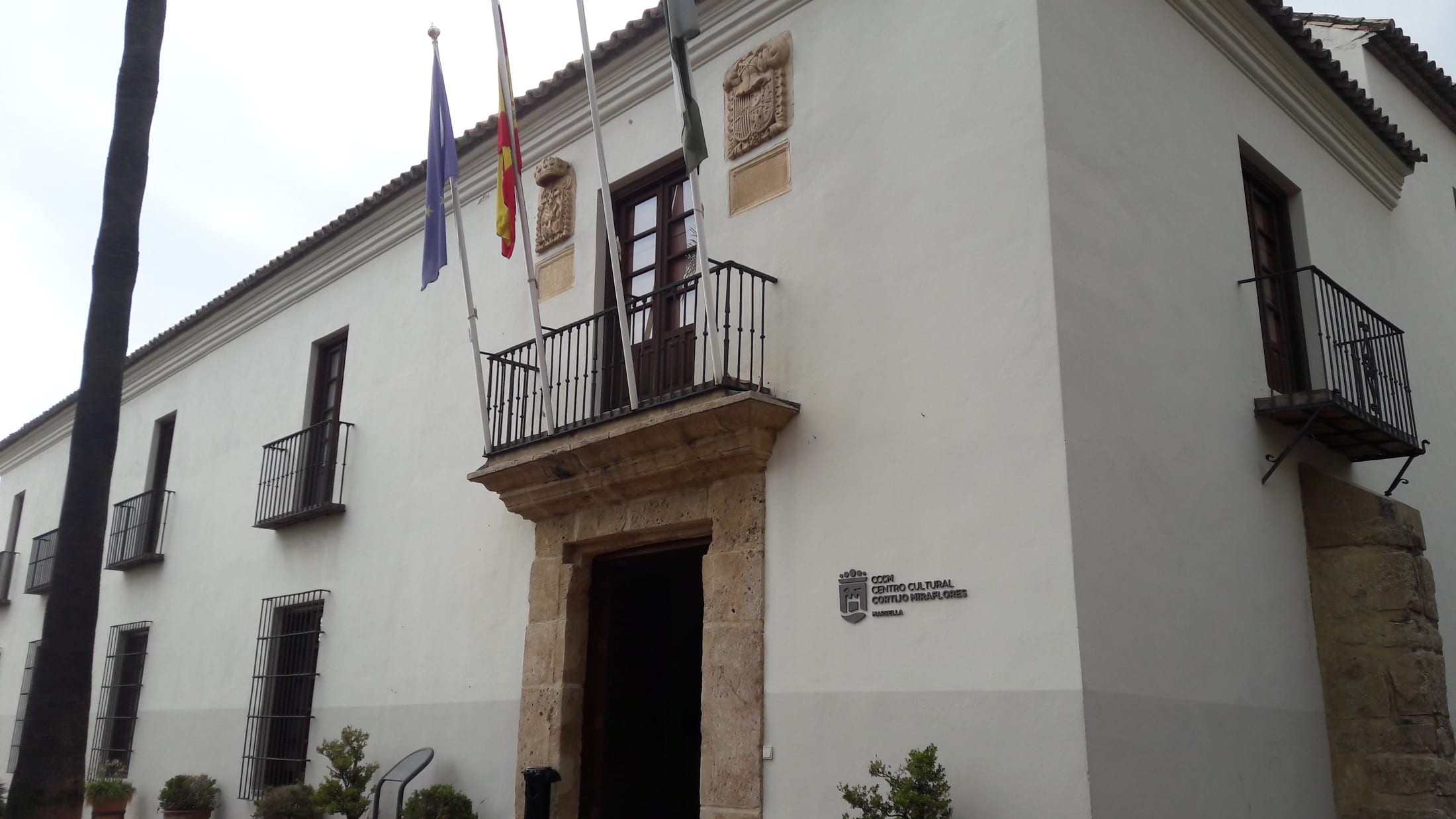 The whitewashed facade of Cortijo de Miraflores, Marbella's cultural centre