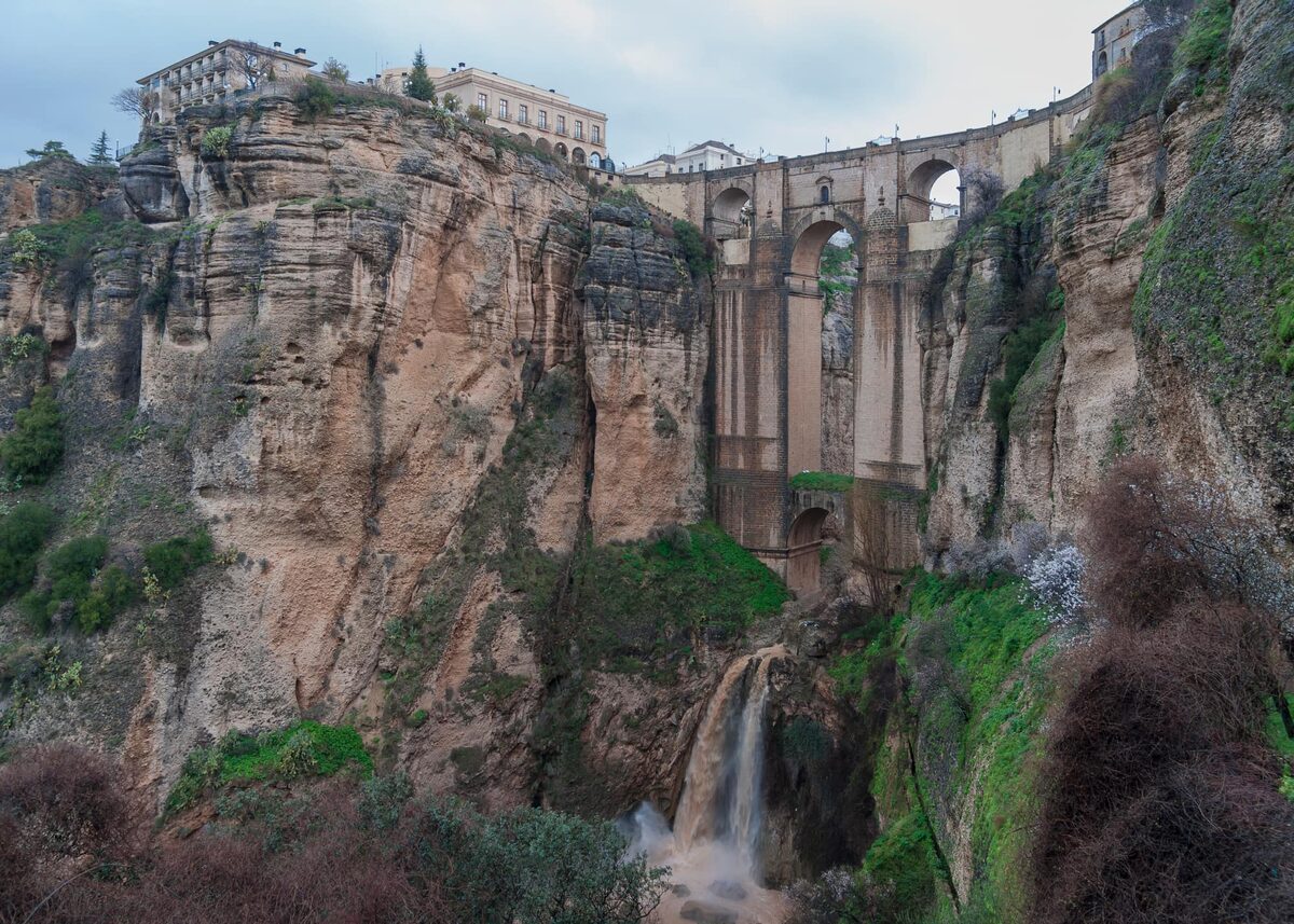 Puente Nuevo, the bridge spanning Ronda's gorge, seen from below