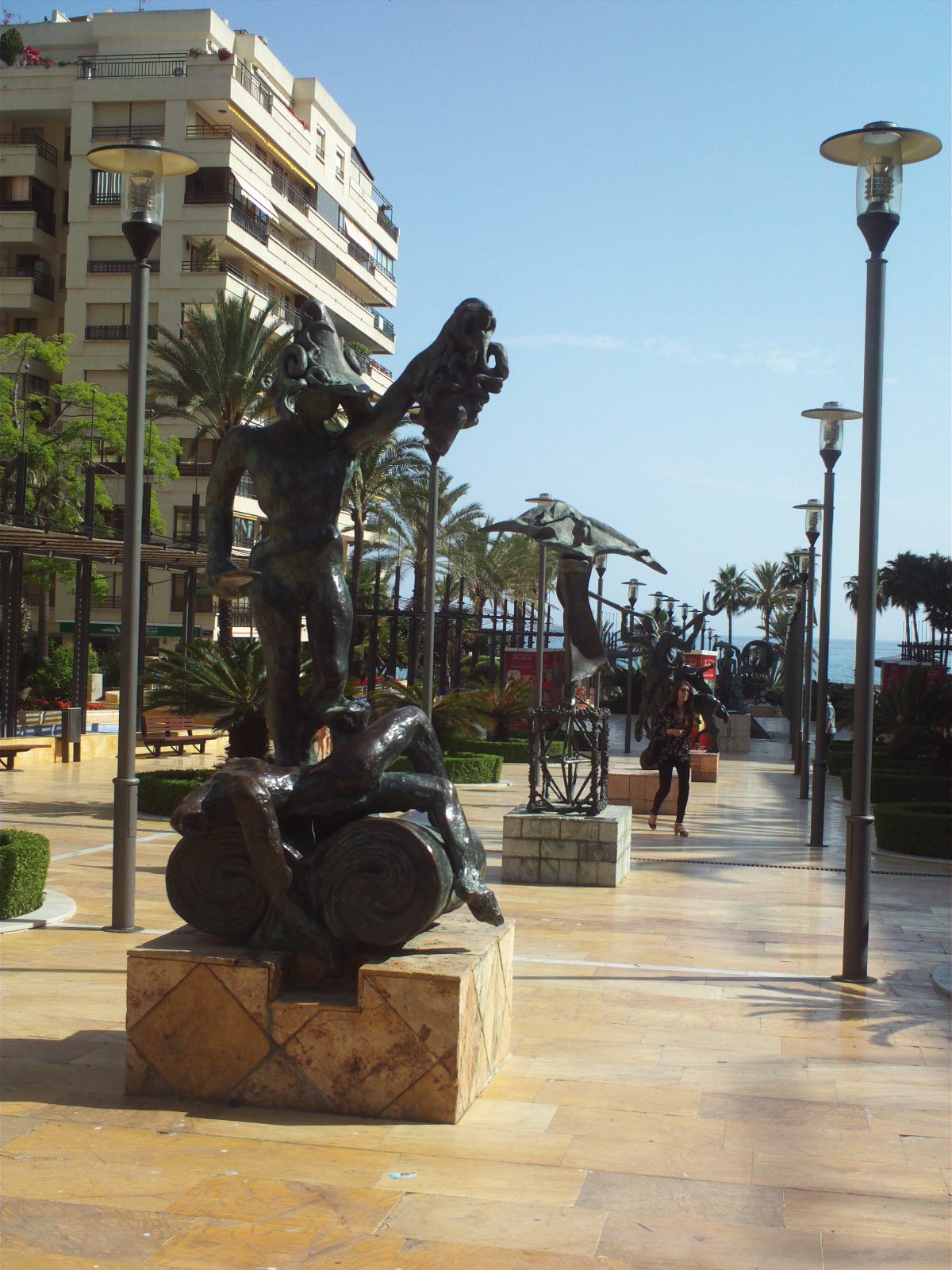 Bronze Dalí sculptures along Avenida del Mar in Marbella