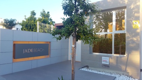 Entrance sign of the Jade Beach development in San Pedro de Alcantara